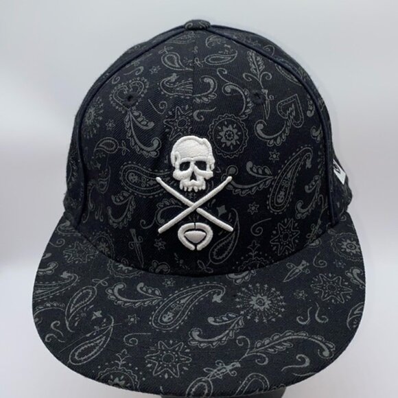 Circa Hat Men’s 7 38 Black Authentic Skull Drum Sticks Headwear Baseball Cap - Picture 1 of 14